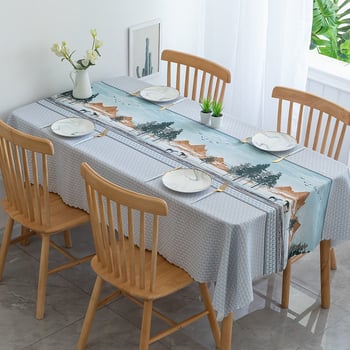 Față de masă în stil scandinav, față de masă din pânză, impermeabilă, rezistentă la ulei, rezistentă la căldură, lavabilă, covoraș dreptunghiular pentru măsuțe de cafea și uz casnic.