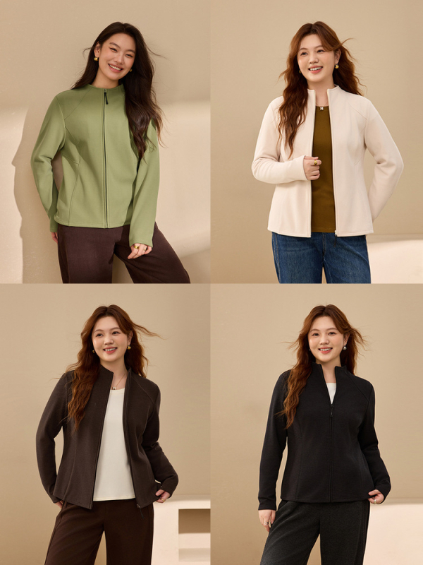 Poliestera flīsa kardigans ar apaļu kaklu, garām piedurknēm, rāvējslēdzējs, šaurs piegriezums (Ziema 2025) – Elegants ikdienas stils