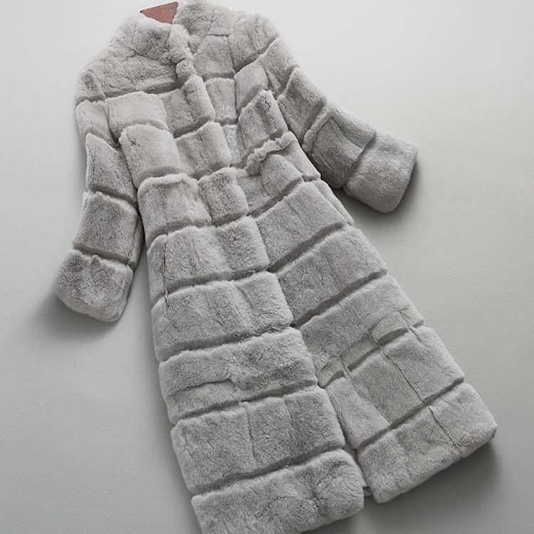 Ilgas moterų kailio imitacijos paltas su aukštu apykakle, miesto stiliaus, ruduo 2023