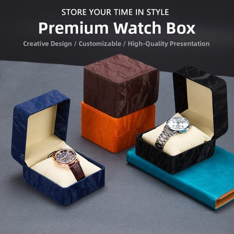 PU nahast kellakarp – kellade väljapanekukarp, pakkekarp, vee lainete muster