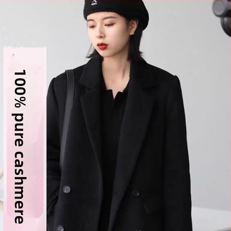 Chenille jaka, īss garums, brīvs cocoon siluets, 3/4 piedurknes, žakete tips apkakle