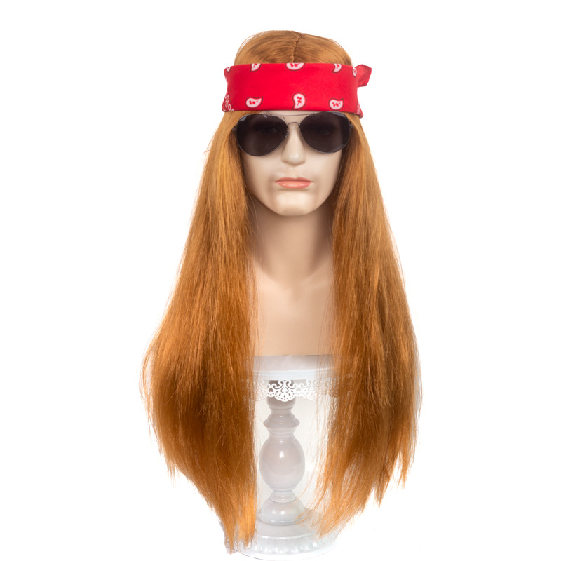 Cosplay perukas roko stiliui, vidutinio ilgio plaukai, plaukų medžiaga: K silk/p silk, modelis 56485, kilmė Zhejiang