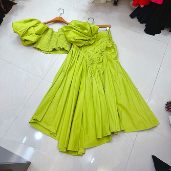 Thirteen Lines australsko-francuski stil, elegantna plisirana haljina s puff rukavima, svečani komplet haljine A1-1185