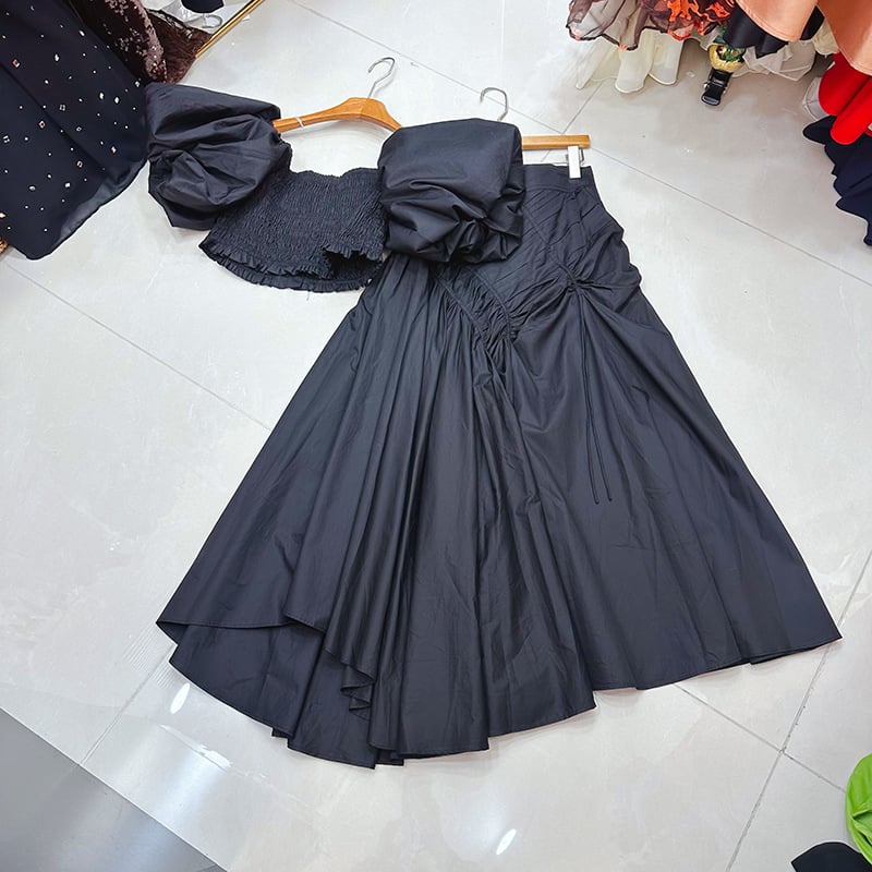 Thirteen Lines australsko-francuski stil, elegantna plisirana haljina s puff rukavima, svečani komplet haljine A1-1185