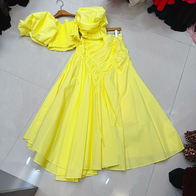 Thirteen Lines australsko-francuski stil, elegantna plisirana haljina s puff rukavima, svečani komplet haljine A1-1185