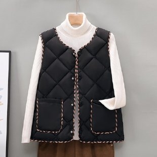 Ženski lagani vest s punom-pamukom, kratki kroj, okrugli izrez, chenille materijal, poliester <30%, zima 2025