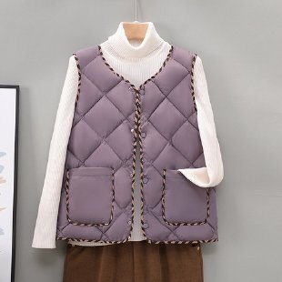Ženski lagani vest s punom-pamukom, kratki kroj, okrugli izrez, chenille materijal, poliester <30%, zima 2025