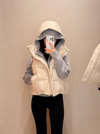 Wunder Puff Lu's ženska kapuljačasta puffer vesta s četiri odjeljka, bijeli patka perje
