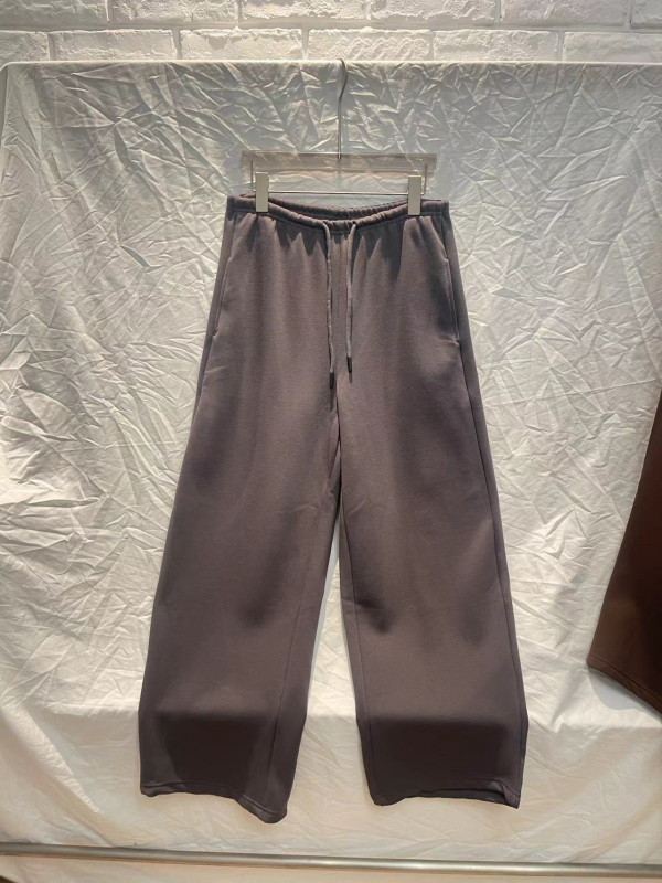 Női hosszú sportnadrág fleece-béléssel, pamut-spandex keverék, laza szabás, állítható derék, cocoon-formájú, téli 2024, japán-koreai lazább stílus