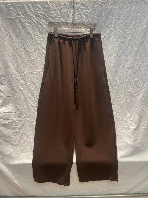 Női hosszú sportnadrág fleece-béléssel, pamut-spandex keverék, laza szabás, állítható derék, cocoon-formájú, téli 2024, japán-koreai lazább stílus