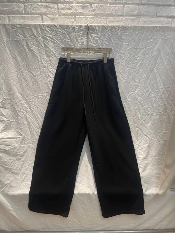 Női hosszú sportnadrág fleece-béléssel, pamut-spandex keverék, laza szabás, állítható derék, cocoon-formájú, téli 2024, japán-koreai lazább stílus