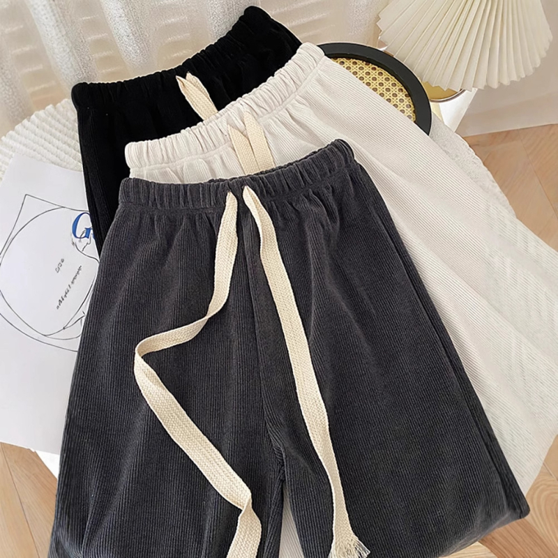 Pantaloni femei drepti, poliester cu spandex, stil de bază, toamnă 2024