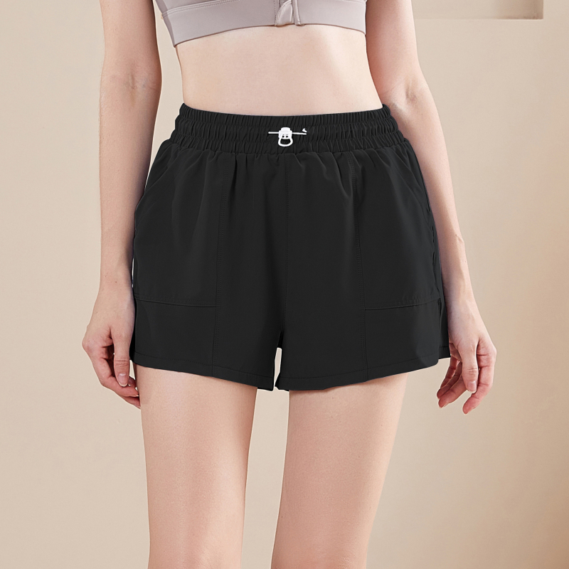 Sieviešu brīvi pieguļoši sporta šorti ar auklu, ātri žūstoši, augsta josta, ar iekšējo oderi