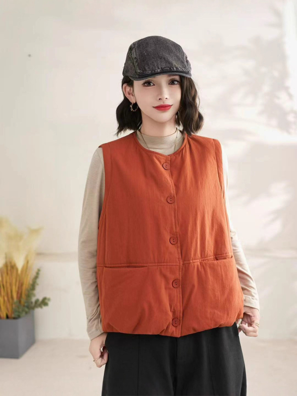 Sieviešu kvilota bez piedurknēm veste no 100% kokvilnas, apaļš kakla izgriezums, literārais vintage stils