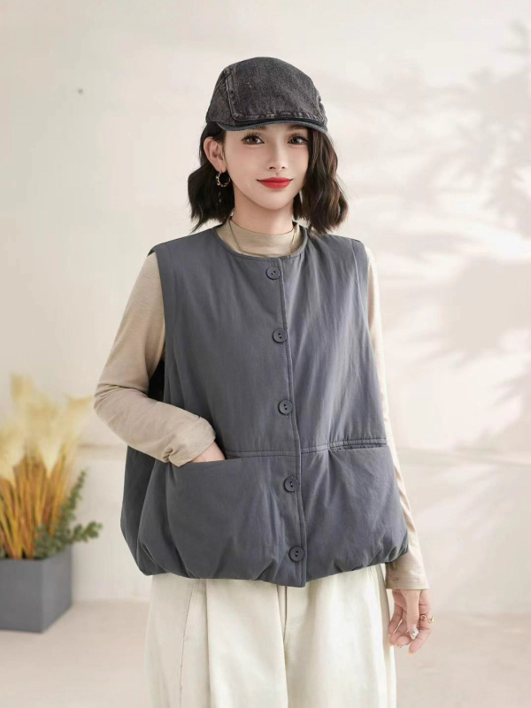 Sieviešu kvilota bez piedurknēm veste no 100% kokvilnas, apaļš kakla izgriezums, literārais vintage stils