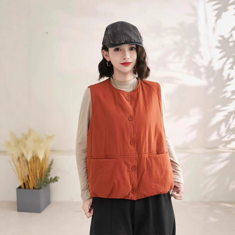 Sieviešu kvilota bez piedurknēm veste no 100% kokvilnas, apaļš kakla izgriezums, literārais vintage stils