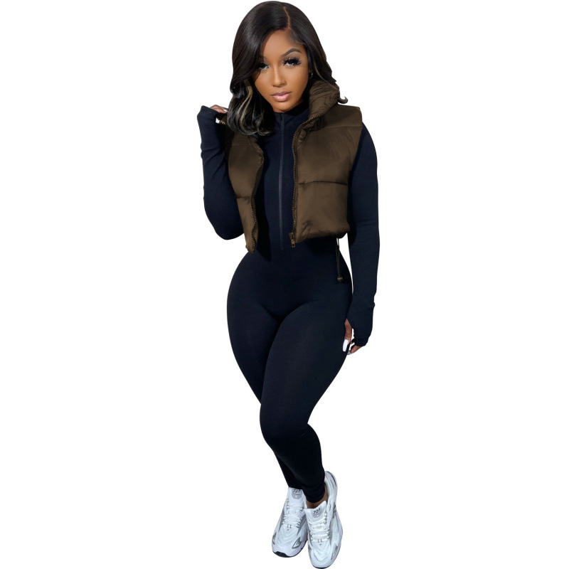 Kokvilnas vesti ar poliestera aizpildījumu, neilona ārējais audums, augsts apkaklis, rāvējslēdzējs