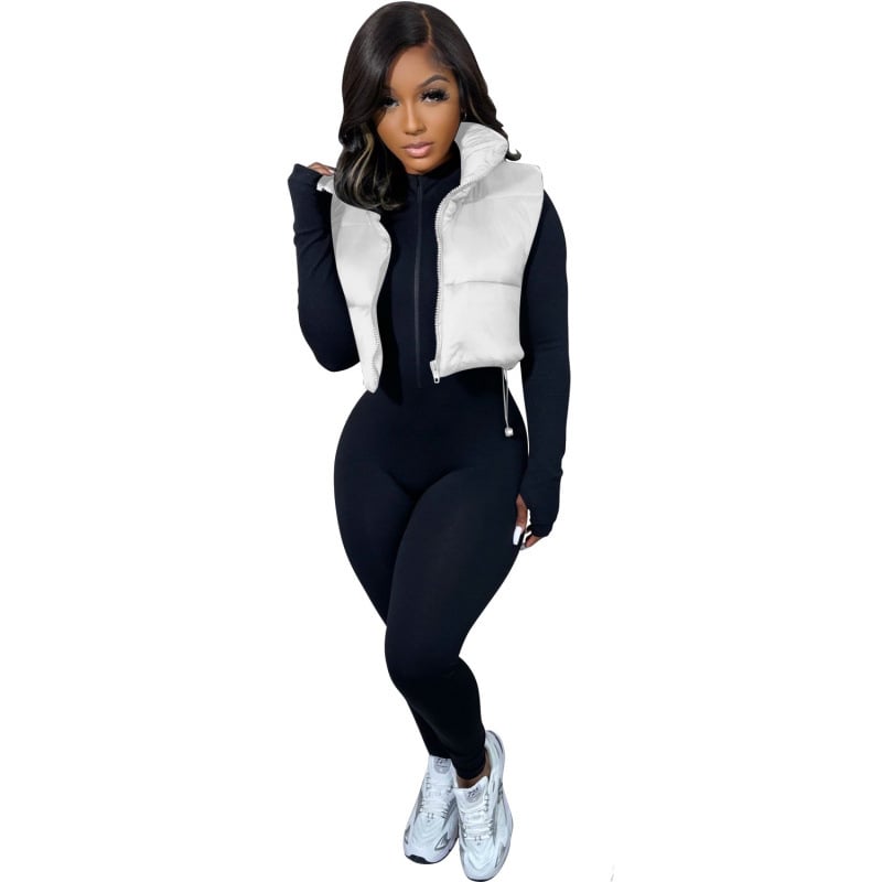 Kokvilnas vesti ar poliestera aizpildījumu, neilona ārējais audums, augsts apkaklis, rāvējslēdzējs