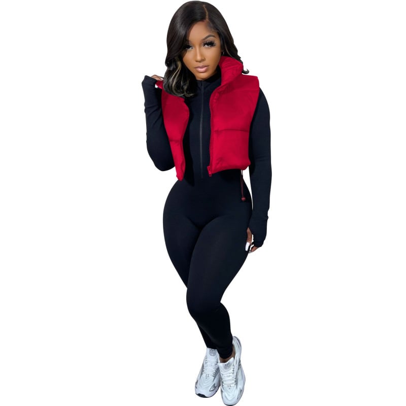 Kokvilnas vesti ar poliestera aizpildījumu, neilona ārējais audums, augsts apkaklis, rāvējslēdzējs