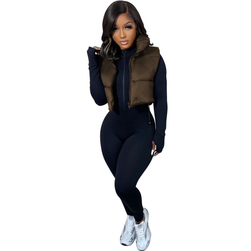 Kokvilnas vesti ar poliestera aizpildījumu, neilona ārējais audums, augsts apkaklis, rāvējslēdzējs