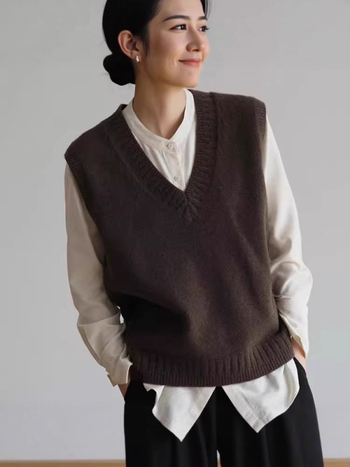 Sievietēm vilnas adīta veste, V kakls, 3D raksts, brīva piegriezuma, elegants pilsētas stils