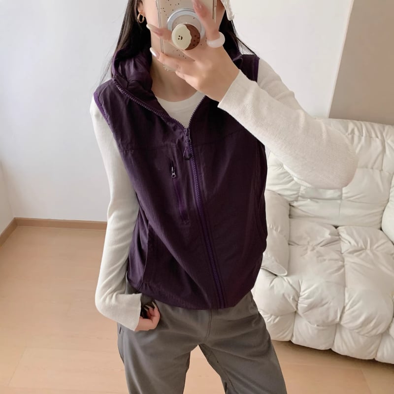 Sieviešu kapucēta veste, 3D raksts, neilona audums, kokvilnas pildījums, rāvējslēdzējs