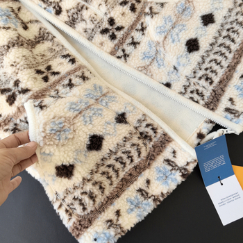 Jakarda divpusējā vilnas fleece veste ar rāvējslēdzēju, augsts apkaklis, režģa raksts, blīvs siltuma slānis