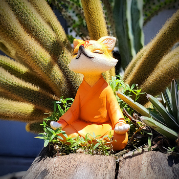 Декоративна лисица-фигура от смола в зен стил, бонсай-декор за градина, балкон и кола