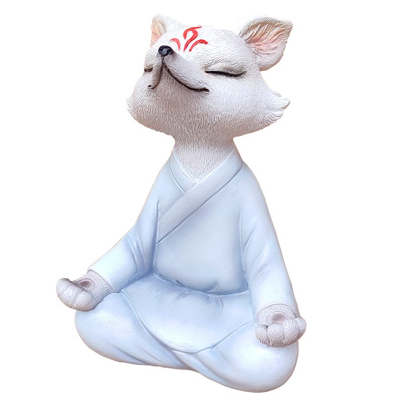 Декоративна лисица-фигура от смола в зен стил, бонсай-декор за градина, балкон и кола