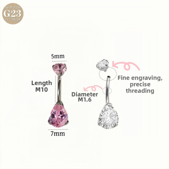 G23 titāna sakausējums, ūdens pilienu formas nabas pīrsings ar cirkoniju