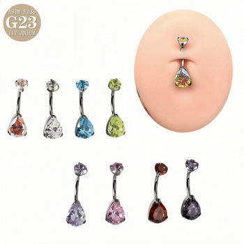 G23 titāna sakausējums, ūdens pilienu formas nabas pīrsings ar cirkoniju