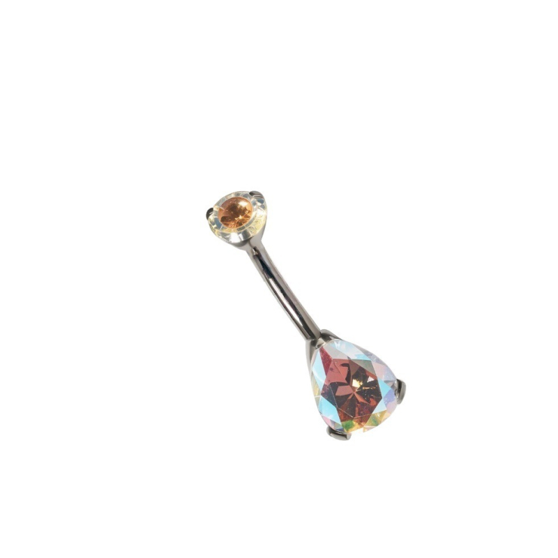 G23 titāna sakausējums, ūdens pilienu formas nabas pīrsings ar cirkoniju