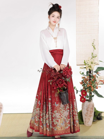 Hanfu set suknji, Ming stil zlatom pletene tkanine, poliester, za odrasle, proljeće 2024