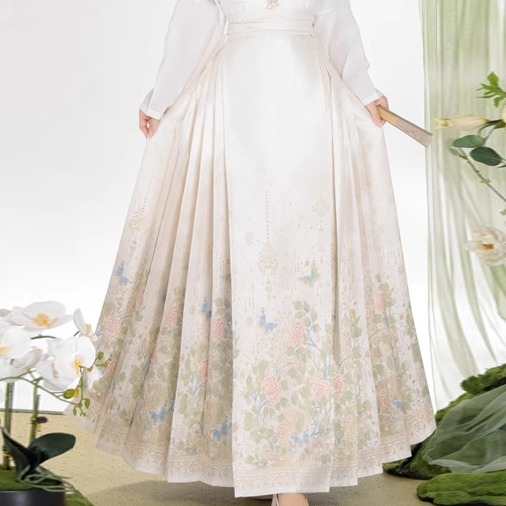 Hanfu set suknji, Ming stil zlatom pletene tkanine, poliester, za odrasle, proljeće 2024