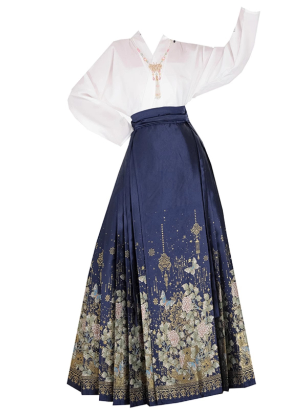 Hanfu set suknji, Ming stil zlatom pletene tkanine, poliester, za odrasle, proljeće 2024
