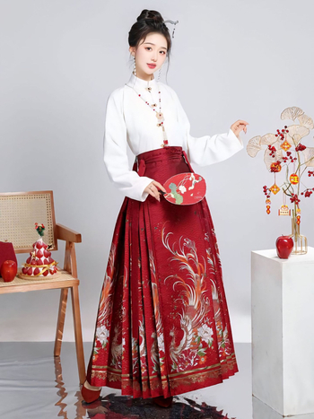 Ženska Hanfu suknja s izšivenim brokatom, poliester tkanina, glavni sastav 80–90% poliester, sekundarna tkanina ispod 30%, proljeće 2024, pogodna za Hanfu prilike