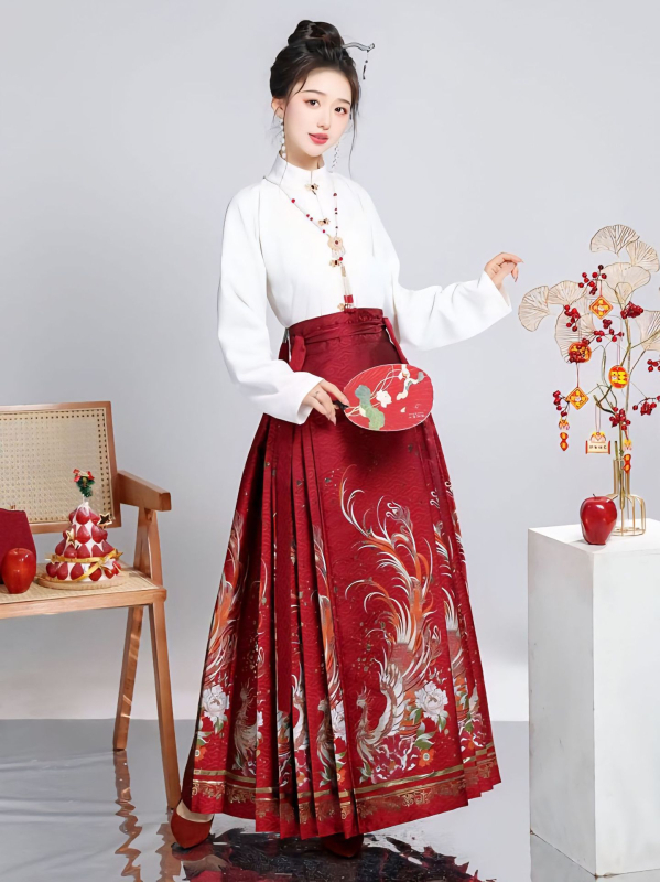 Ženska Hanfu suknja s izšivenim brokatom, poliester tkanina, glavni sastav 80–90% poliester, sekundarna tkanina ispod 30%, proljeće 2024, pogodna za Hanfu prilike
