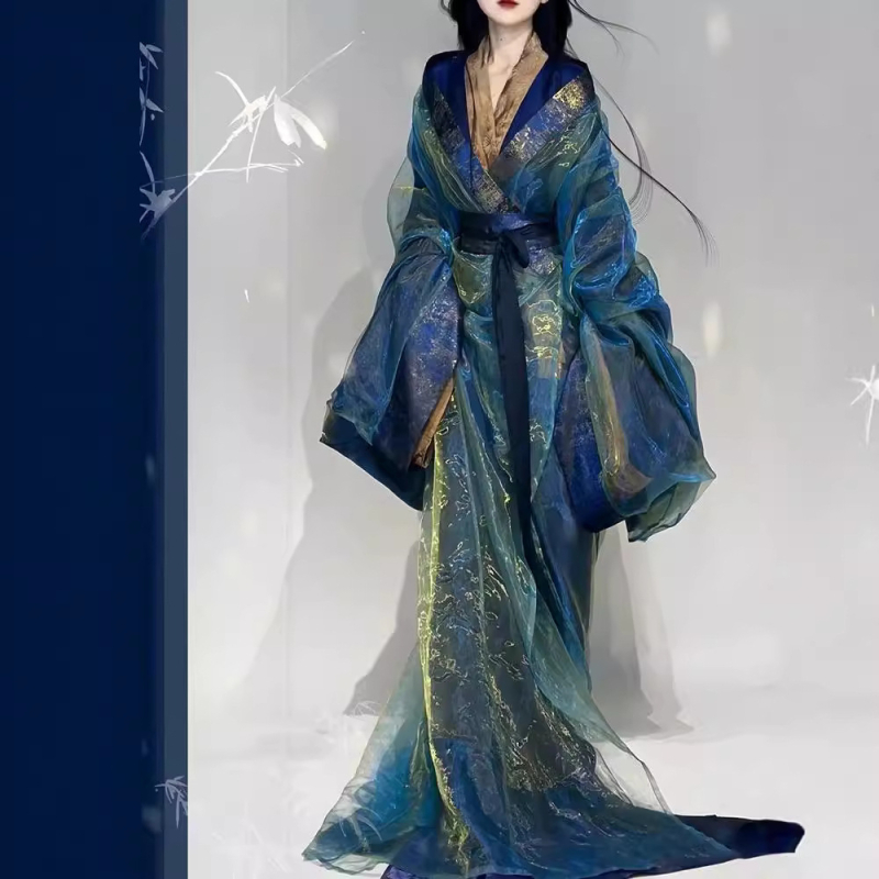 Ženska Hanfu haljina — poliester; glavni materijal 80-90%; sekundarni <30%; kolažni dizajn