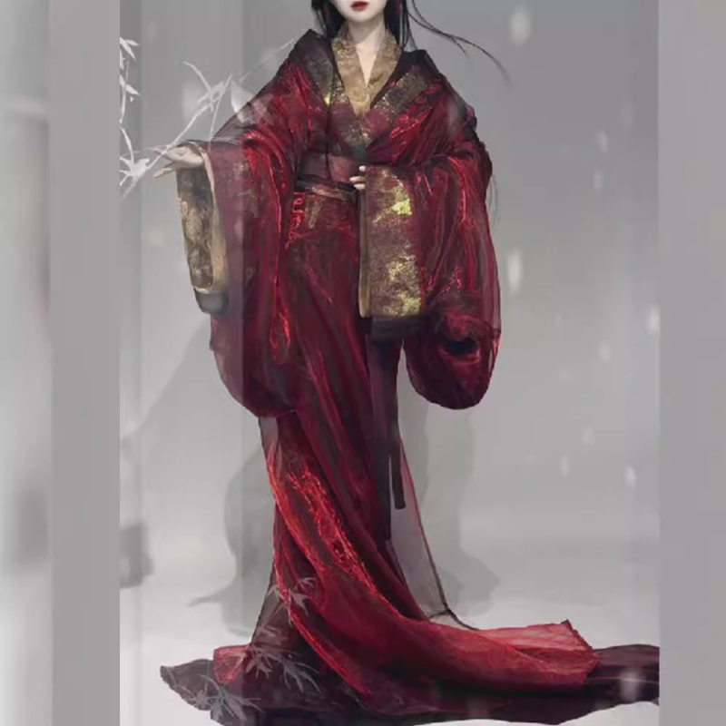 Ženska Hanfu haljina — poliester; glavni materijal 80-90%; sekundarni <30%; kolažni dizajn