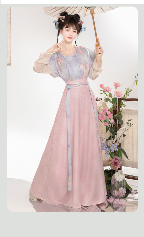 Nova Hanfu u Tang stilu: set s bluzom s okruglim izrezom i suknjom do struka s osam panela – drevni kostim