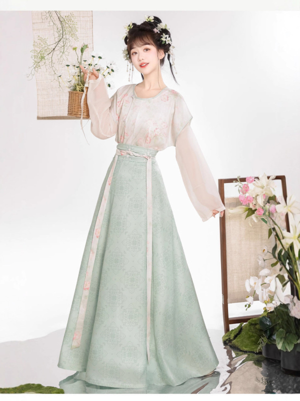 Nova Hanfu u Tang stilu: set s bluzom s okruglim izrezom i suknjom do struka s osam panela – drevni kostim
