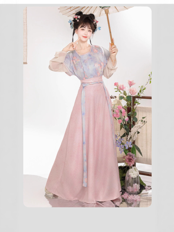 Nova Hanfu u Tang stilu: set s bluzom s okruglim izrezom i suknjom do struka s osam panela – drevni kostim