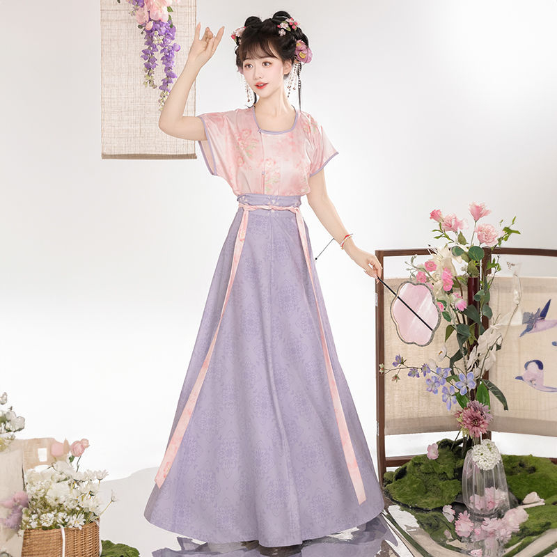 Nova Hanfu u Tang stilu: set s bluzom s okruglim izrezom i suknjom do struka s osam panela – drevni kostim