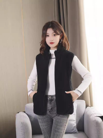 Sieviešu polāra flīsa veste ar augstu stāvošu apkakli, divpusēja, rāvējslēdzējs, brīvs piegriezums