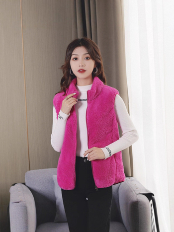 Sieviešu polāra flīsa veste ar augstu stāvošu apkakli, divpusēja, rāvējslēdzējs, brīvs piegriezums