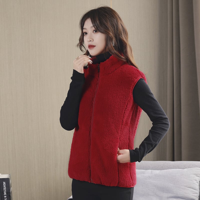 Sieviešu polāra flīsa veste ar augstu stāvošu apkakli, divpusēja, rāvējslēdzējs, brīvs piegriezums