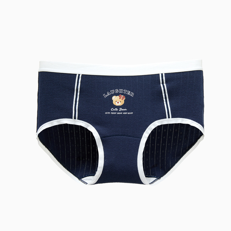 Ženske gaćice od 100% pamuka, školski stil, slatko medvjeđi, trokutaste gaćice, antibakterijske, potpuno pamuk na preponskom dijelu, srednji pojas, za djevojke