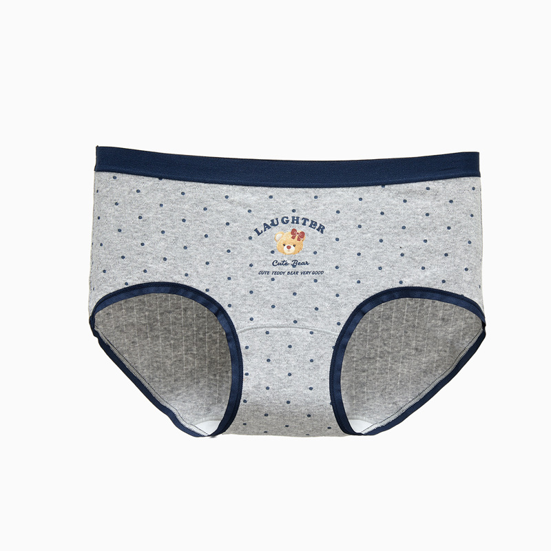 Ženske gaćice od 100% pamuka, školski stil, slatko medvjeđi, trokutaste gaćice, antibakterijske, potpuno pamuk na preponskom dijelu, srednji pojas, za djevojke