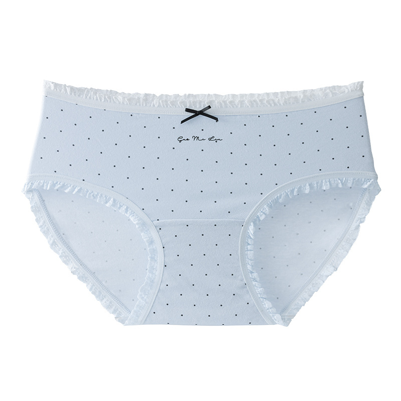 Caduslay Ženske pamučne gaćice – srednji struk, prozračne, antibakterijske, uzorak: slova, mašna, valovi