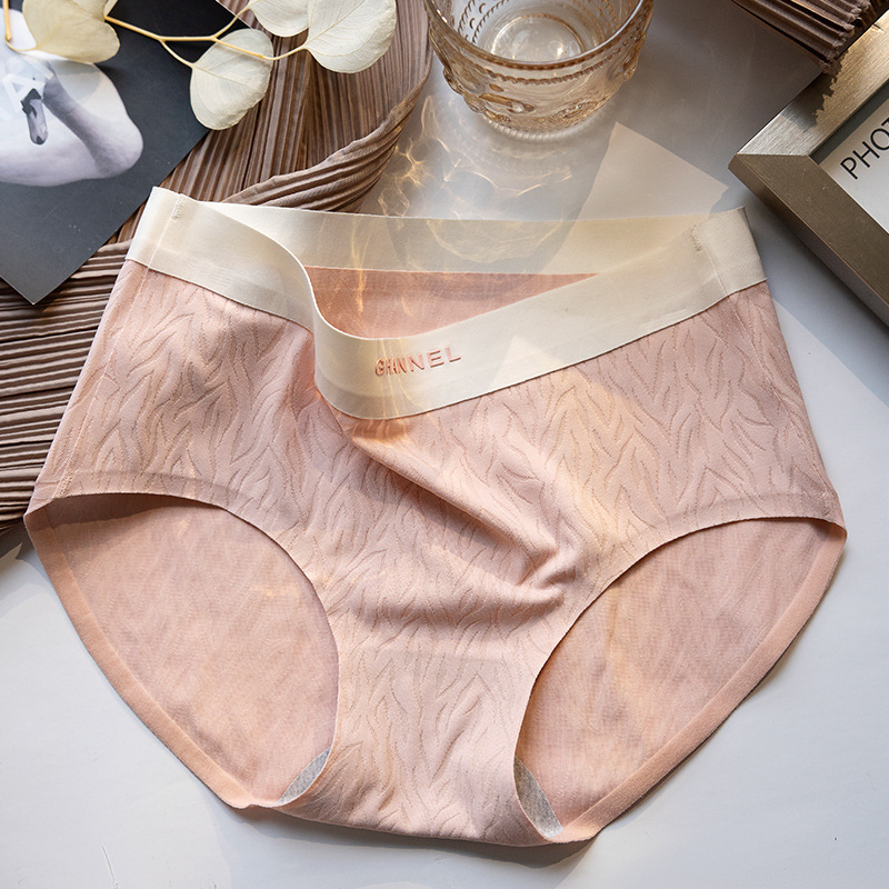 Ženske gaćice od najlona s ice silk, jacquard tkanina, pamuk podstava, srednji struk, prozračne, antibakterijske